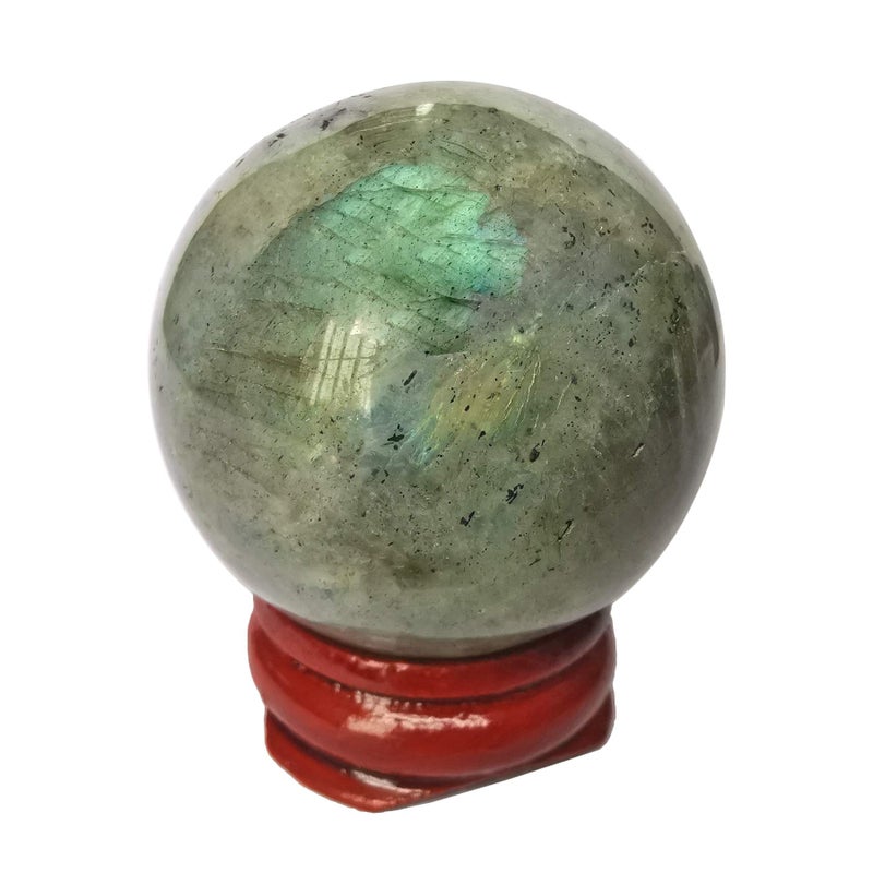Loveliome 40 mm Moonstone Healing Crystal Ball, Home Decoration Fengshui Divination Sphere with Wood Stand - Image 1